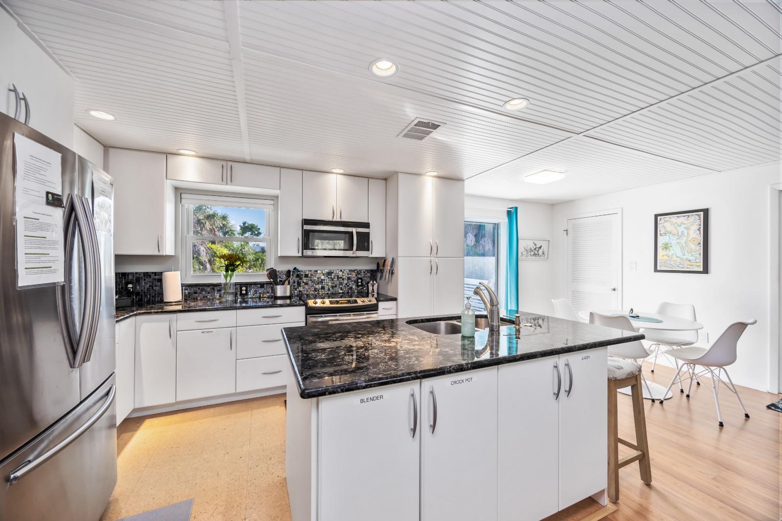 Blue Gecko kitchen facing south at Gecko House Manasota Key